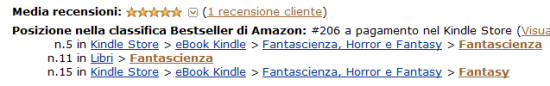 Kindle Fantascienza, quinto posto, 18 aprile 2014.